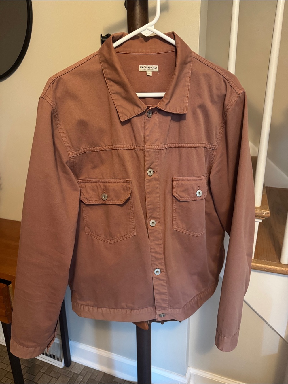 Men's Unlined Cotton Trucker Jacket in Rust